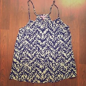 Lilly Pulitzer Silk Dusk Navy White Coral Print XS